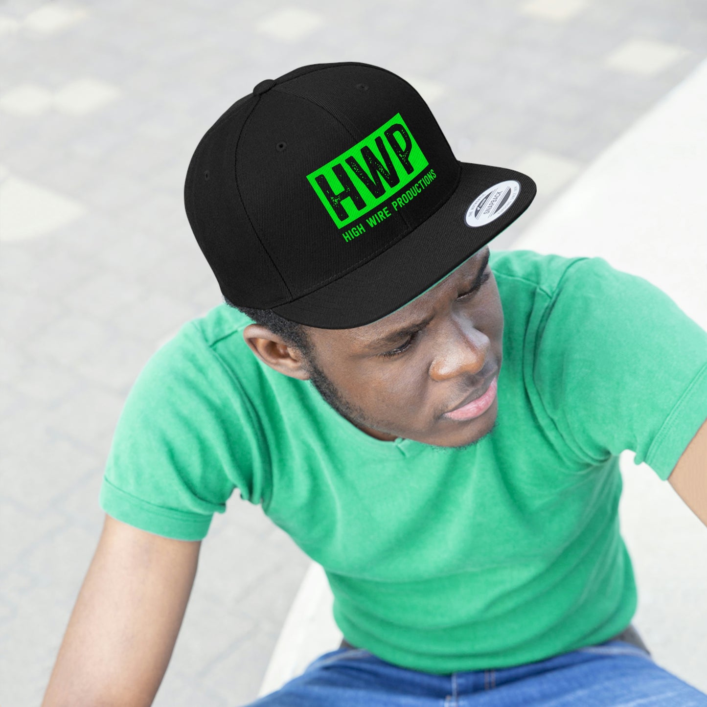 Green on Black High Wire Snapback